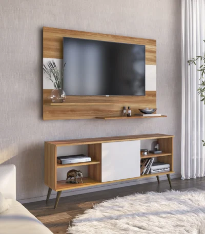 PAINEL DE TV COM BALCÃO RETRÔ 136cm